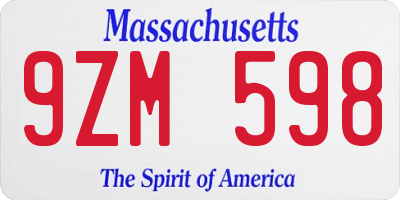 MA license plate 9ZM598