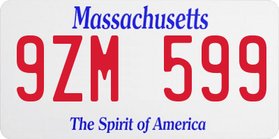 MA license plate 9ZM599