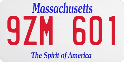 MA license plate 9ZM601