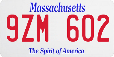 MA license plate 9ZM602