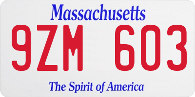 MA license plate 9ZM603