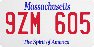 MA license plate 9ZM605