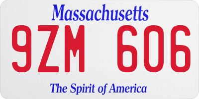 MA license plate 9ZM606