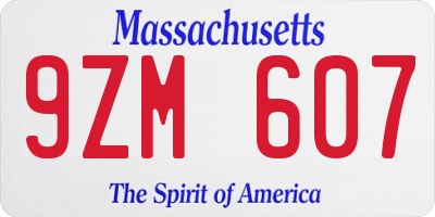 MA license plate 9ZM607