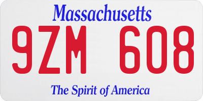 MA license plate 9ZM608