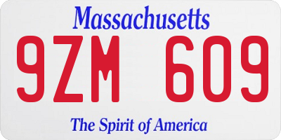 MA license plate 9ZM609