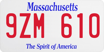 MA license plate 9ZM610