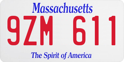 MA license plate 9ZM611