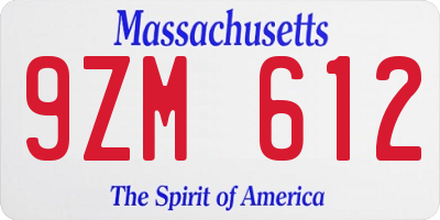 MA license plate 9ZM612