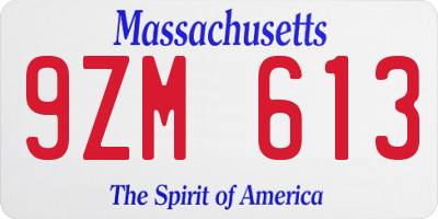 MA license plate 9ZM613