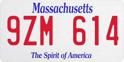 MA license plate 9ZM614