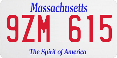 MA license plate 9ZM615