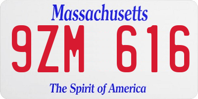 MA license plate 9ZM616