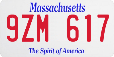 MA license plate 9ZM617