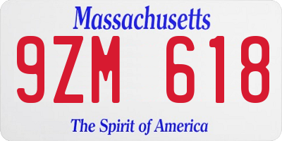 MA license plate 9ZM618