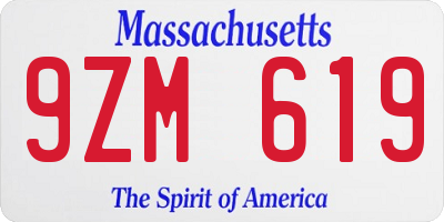 MA license plate 9ZM619