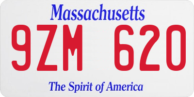 MA license plate 9ZM620