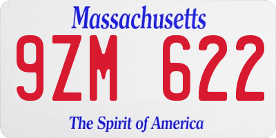 MA license plate 9ZM622