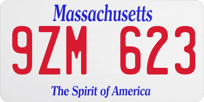 MA license plate 9ZM623