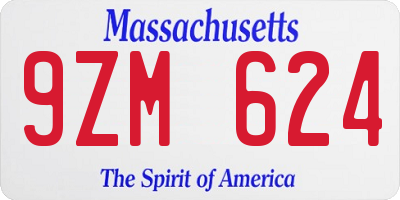 MA license plate 9ZM624