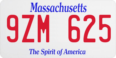MA license plate 9ZM625