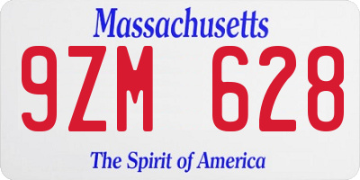 MA license plate 9ZM628