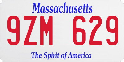 MA license plate 9ZM629