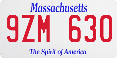 MA license plate 9ZM630
