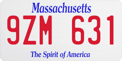MA license plate 9ZM631