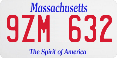 MA license plate 9ZM632