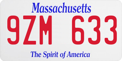 MA license plate 9ZM633