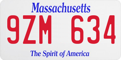 MA license plate 9ZM634