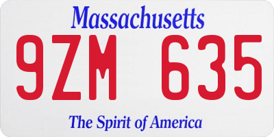 MA license plate 9ZM635