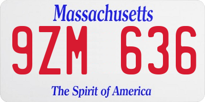 MA license plate 9ZM636
