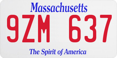 MA license plate 9ZM637