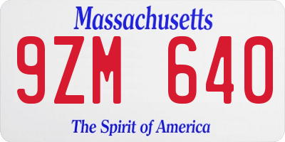 MA license plate 9ZM640