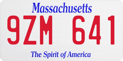 MA license plate 9ZM641