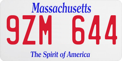 MA license plate 9ZM644