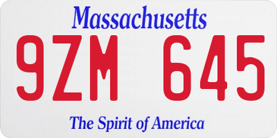 MA license plate 9ZM645