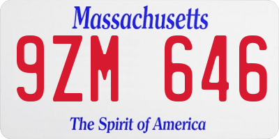 MA license plate 9ZM646