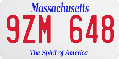 MA license plate 9ZM648