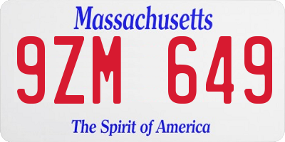 MA license plate 9ZM649