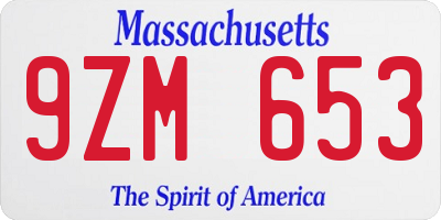 MA license plate 9ZM653