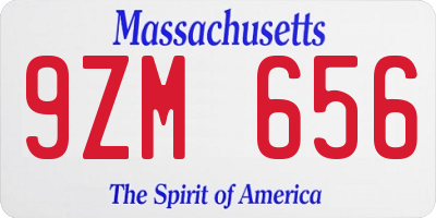 MA license plate 9ZM656