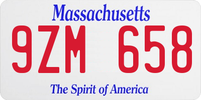 MA license plate 9ZM658