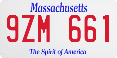 MA license plate 9ZM661