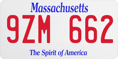 MA license plate 9ZM662