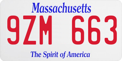 MA license plate 9ZM663