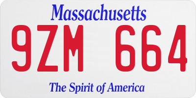 MA license plate 9ZM664