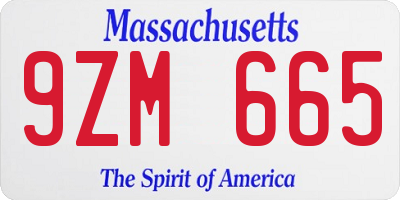 MA license plate 9ZM665
